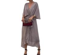 Generico Keepholdon Dress, Keepholdon Stylish And Elegant V-Neck Maxi Dress, High Waist Irregular Chiffon Summer Dresses for Daily Wear (Gray,4XL)