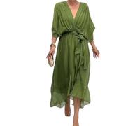 Generico Keepholdon Dress, Keepholdon Stylish And Elegant V-Neck Maxi Dress, High Waist Irregular Chiffon Summer Dresses for Daily Wear (Light Blue,S)