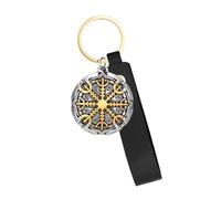 Generico Keetchain Vintage, Design Della Corda In Pelle, 14.85x3,85 Cm, Catena Chiave Runica Mitologica Norrena, Portachiavi Rune, Di Gioielli Versatili, Per Fascino Della Borsa Retrò, Uomo Compleann