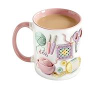 Generico Keramik Kaffeetasse im Häkel-Design - 330ml 3D-Optik Strick-Muster Becher - Lustige Teetasse Geschenk für Frauen, Strickerinnen & Häkel-Liebhaber - Kreative Tasse für Büro & Zuhause, Weiß
