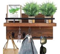 Generico Key Holder For Wall - Wood 32x18x12cm | Retro Decorative Wall-Mounted Storage With Floating Shelf Hook | For Entryway Coat Mail Home Hat Backpack Purse Wallet