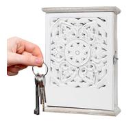 Generico Key Storage Lock Box,with 6 Hooks Vintage Carving Organizer | Wall Mount Lock Box Key Organizer Hanger,for Home Office Hallway Living Room Entryway Front Door Patio Apartment
