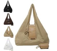 Generico Keychain Tote Bag, Compact & Foldable Vegan Leather Bag with Key Ring, Expands into Spacious Shopping Tote (one size,Khaki)