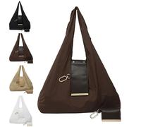 Generico Keychain Tote Bag, Compact & Foldable Vegan Leather Bag with Key Ring, Expands into Spacious Shopping Tote (one size,Brown)