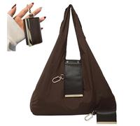 Generico Keychain Tote Bag, Compact Foldable Vegan PU Leather Bag with Key Ring, Expands Reusable Spacious Shopping Shoulder Bag