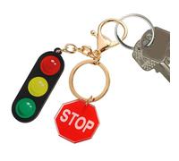 Genérico Keyfob Phone Pendant, Boys Backpack Pendant | Traffic Light Keychain For School Bags, Backpacks, Or Sports Bags | Unique Key Chain,Red Stop Slogan Traffic Light Keychain |