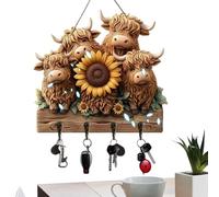 Generico Keys Holder On Wall,with 4 Hooks Wooden Organizer 2D, 25x23x0.5cm Key Rack Wall Mount Hanger - Compact For Towel Hat Bag Coat Bedroom Living Room Kitchen Home Decor Office Apartment Dorm