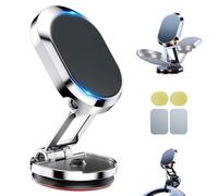 Generico Kicklo Phone Holder, Kicklo Foldable Magnetic Car Phone Holder, 360 Degree Rotatable Alloy Mount, Grip for Dashboard Air Vent Use, Universal Compatibility with Smartphone (Silver)