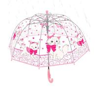 Generico Kids Clear Bubble Umbrella, Cute Cartoon Dome Rain Umbrella, Windproof Safety Design With Easy Grip Hook Handle, Transparent Umbrellas For Boys And Girls Aged 2-7
