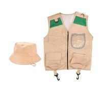 Generico Kids Explorer Costume Set - Outdoor Adventure for Role Play Vest and Hat | Lightweight Polyester with Multiple Pockets Design, Camping Fishing Hiking Dress Up Outfit for Boys Girls