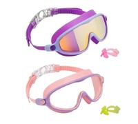 Generico Kids Goggles, Wide View Swim Goggles, Anti-Fog No-Leak Design with Nose Clip, Uv Protection Swimming Eyewear for Beach, Pool, Diving, Snorkeling, 6.5x2.56 Inches