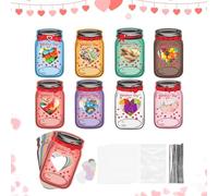 Generico Kids Greeting Cards - Heart Pattern Candy Storage Postcard | DIY Cute School Day Cards | masons Jar Bottle Design for Students Classmates Friends Adults Couples Home Events and Parties
