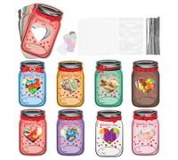 Generico Kids Greeting Cards - Heart Pattern Candy Storage Postcard | DIY Cute School Day Cards | masons Jar Bottle Design for Students Classmates Friends Adults Couples Home Events and Parties