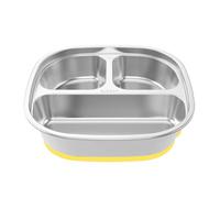 Generico Kids Plates, Suction Dish Platter, 7.68x7.68x1.77 Inches Unbreakable Non Slip Stainless Steel Divided Tray, Mealtime Feeding Divider for Tables, Highchairs, Babies, Kitchen, Daily Use
