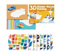 Generico Kids Sticker Book - Dinosaur Vehicle Sticker by Numbers | Creative 3D Collage, Quiet Activity for Focus, Travel Friendly, Boys Girls Ages 3-8, for Home School Car Airplane