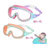 Generico Kids Swim Goggles, Wide View Swimming Glasses, 16.5x6.5cm/6.5x2.56 Inch Anti-Fog Uv Protection Lenses, No-Leak Soft Seal Fit for Boys Girls Toddler Pool Beach Diving Polycarbonate