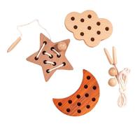 Generico Kids Threading Toy, Wooden Lace Block Puzzle Set, Educational Lacing Shapes, Fine Motor Skill Builder, Smooth Wood, Set of 3 with Ropes, for Toddler Active Learning Learning And Play