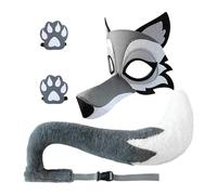 Generico Kids Wolf Costume - Funny Dress Up Set, Breathable Grey Wolf Cosplay, 3-Piece Hands Tail | Holiday Event School Play Halloween Carnival Party Costumes For Children And Adults