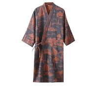 Generico Kimono Giapponese da Uomo in Cotone a Doppia Garza Vestaglia Plus Size Abbigliamento Zen Abbigliamento taoista M-L
