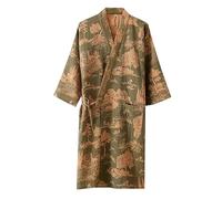 Generico Kimono Giapponese da Uomo in Cotone a Doppia Garza Vestaglia Plus Size Abbigliamento Zen Abbigliamento taoista M-L