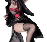 Generico Kimono Sexy da Donna - Tessuto Trasparente, Apertura Frontale E Spacco Laterale - Pigiama Kimono Giapponese Cosplay | Ideale Per Lune Di Miele E Festival