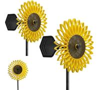 Generico Kinetic Sunflower Windmill,3D Printed Sunflower Wind Spinner, 360° Outdoor Rotating Windmill with Smooth Bearing,Easy Install Garden Decor for Yard, Lawn, Patio, Backyard, Balcony