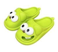 Generico Kissing Slippers, 3D Funny Cute Non-Slip EVA Thick Sole Tongue Big Eyed Dog Sandals, Unisex Cartoon Comfy Slippers (Green,5.5-6 Women/4-4.5 Men)