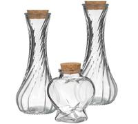 Generico Kit 3 Barattoli Vetro per Cerimonia Sabbia Tappo Sughero, Contenitori per Rito Simbolico Matrimonio Bottiglia Cuore e Bottiglie Vite 130 Ml, Set Riutilizzabile per Sposi