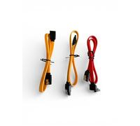 Generico Kit 3 Cavi SATA, 2 Arancioni Dritti 35cm + 1 Rosso Dritto/90° 43cm, 1.5/3.0 Gbit/s, Clip Metallo