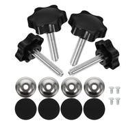 Generico Kit 4 Pezzi Manopole a Forma di Stella M8 in Plastico e Ferro, Filettate con Design Ergonomico Antiscivolo e Resistenza alla Corrosione per Attrezzature e Montaggi