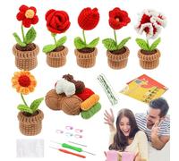 Generico Kit All'uncinetto Fai Da Te | Kit Artigianale Con Fiori All'uncinetto Per Principianti | Kit Di Lavoro A Maglia Per L'apprendimento Visivo Per Magliaie Esperte, Mamme, Principianti E Amiche