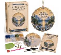 Generico Kit artistico Salmi di conforto e forza (serie Pearl) (#B) | Kit Diamond Art con perline acriliche e perlate e decorazione con versetto biblico - Progetto fai-da-te a tema cristiano