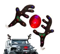 Generico Kit Auto Renna con LED - Corna, Naso, Coda | Decorazione Costume Veicolo Festivа | Addobbo Natalizio per Macchina, Furgone, SUV, per Clima Invernale e Momenti di Festa