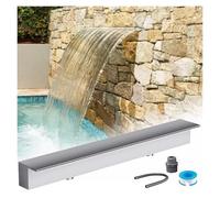 Generico Kit Cascata in Acciaio Inox per Piscine e laghetti da Giardino - Fontana a Parete da 115 cm, Elegante Elemento d'Acqua Argentato per Esterni, Ideale per Un Paesaggio Moderno.