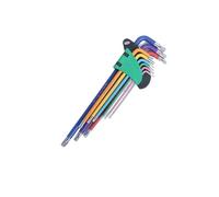 Generico Kit chiavi inglesi, compatibile for viti 9 pezzi braccio lungo esagonale da 1,5 mm a 10 chiave utensili manuali riparazione biciclette(TORX KEY SET LONG)