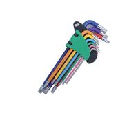 Generico Kit chiavi inglesi, compatibile for viti 9 pezzi braccio lungo esagonale da 1,5 mm a 10 chiave utensili manuali riparazione biciclette(TORX KEY SET SHORT)