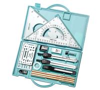 Generico Kit da disegno, goniometro e set di compassi, Kit geometria righelli e compassi in metallo, Set compasso e goniometro, set da disegno con matite da disegno, righello triangolare per artisti