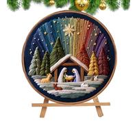 Generico Kit da per la Natività - Set di natalizio stampato, ricami natalizi, pacchetto completo fai da te | Kit di scene da a mano per progetti di cucito creativo per decorazioni per la c