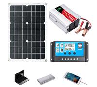 Generico Kit di energia solare,Kit di energia solare - Per camper fuori rete con batteria e inverter, regolatore di carica 30A, inverter