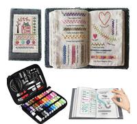 Generico Kit di libri di punti da ricamo, libro di punti fai da te con ago e filo, libro di punti di ricamo portatile per tutti gli scenari, kit completo di strumenti, guida tutorial (1pc)