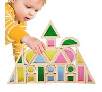 Generico Kit Di Mattoncini In Legno - E Acrilico 26,5x21,5x5cm | Torre Per Impilare E Castello | Colorati Per Bambini, Sviluppo Di Creatività, Studio, Divertimento Ex Scopo Didattico