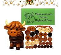 Generico Kit di Ornamenti A Bottoni Highland Cow | Bottoni Natalizi Divertenti per Artigianato | Decorazione Casa Bambini Party per Donne Uomini - Soggiorno Camera da Letto Ufficio Ingresso Porta
