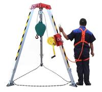 Generico Kit di Salvataggio con treppiede per fognature ad Altezza Regolabile, verricello autobloccante da 98'/82'/65', Dispositivo anticaduta Retrattile, Imbracatura di Sicurezza per Tutto Il Corpo