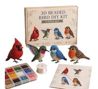 Generico Kit Fai da Te Uccelli con Perline 3D, Mini Kit di Perline Animali in 4 Stili con Istruzioni, Perline Colorate, Decora La Libreria O Le Decorazioni dello Zaino(Backyard Birds)