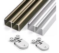 Generico Kit ferramenta for Binario for Porta Scorrevole a Scomparsa for 2 Porte, Binario for Porta Scorrevole in Vetro con Montaggio a soffitto, for Porta divisoria/Porta dell'Armadio(Natural,118in)