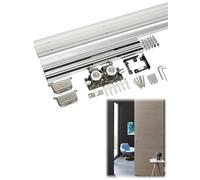 Generico Kit for Porta Scorrevole Senza binari, Chiusura Ammortizzata a 2 Vie e Sospensione silenziosa for Armadio, divisorio for Ambienti, ferramenta antideragliamento Invisibile(150cm/4.9ft)