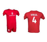 Generico Kit Maglia e Pantaloncino Personalizzata Virgil 4 Van Dijk creata utilizzando Maglia Calcio Replica Autorizzata Liverpool Taglie da Bambino (IT, età, 14 Anni, Regular, Rosso)
