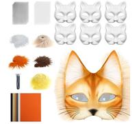 Generico Kit maschera di gatto, maschere per animali da animale in bianco, set con mesh e foglio in feltro oggetto un'estetica giocosa ispirata agli animali
