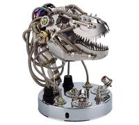 Generico Kit Modello Testa di Dinosauro Meccanico Steampunk in Metallo 3D, Assemblaggio del Cranio Mobile con 180+ Pezzi con Luce LED e Suono, Puzzle Fai-da-Te per Adulti