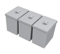 Generico Kit Pattumiera 3 raccoglitori h 300 con coperchi manuali. Ideali per la raccolta differenziata. Capacità 3x16L. Col. Grigio Made In Italy